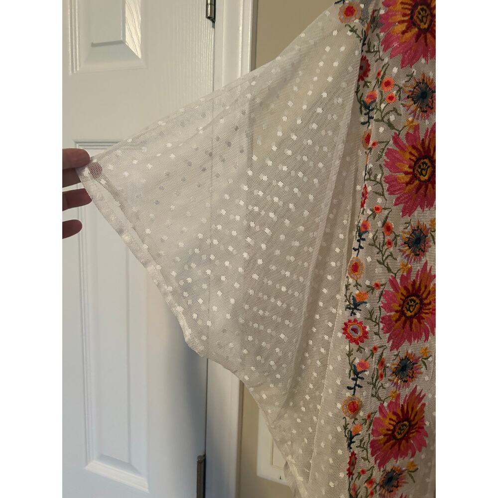 Umgee lace sheer floral embroidered kimono boho summer festival size s/m - Picture 4 of 6